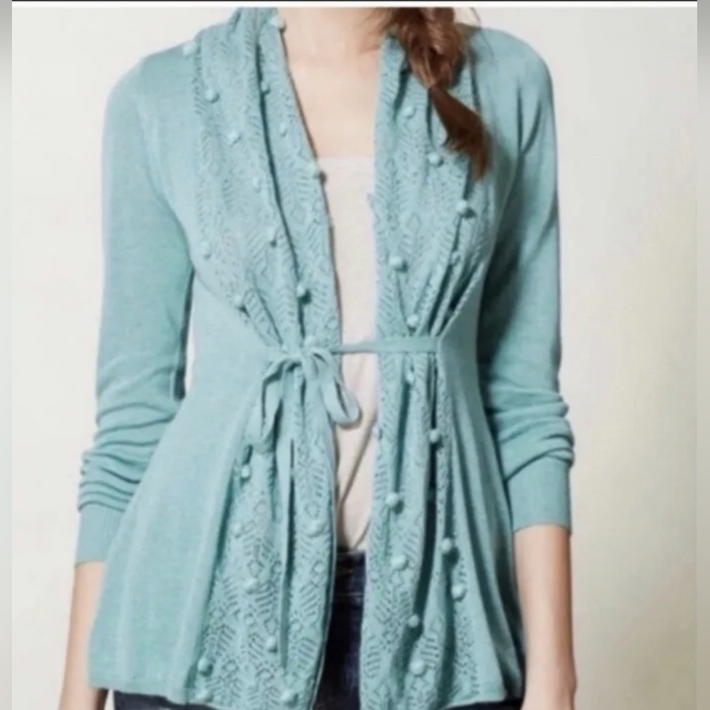 Anthropologie Knitted & Knotted Kose Lightweight Knit Open Front Cardigan S